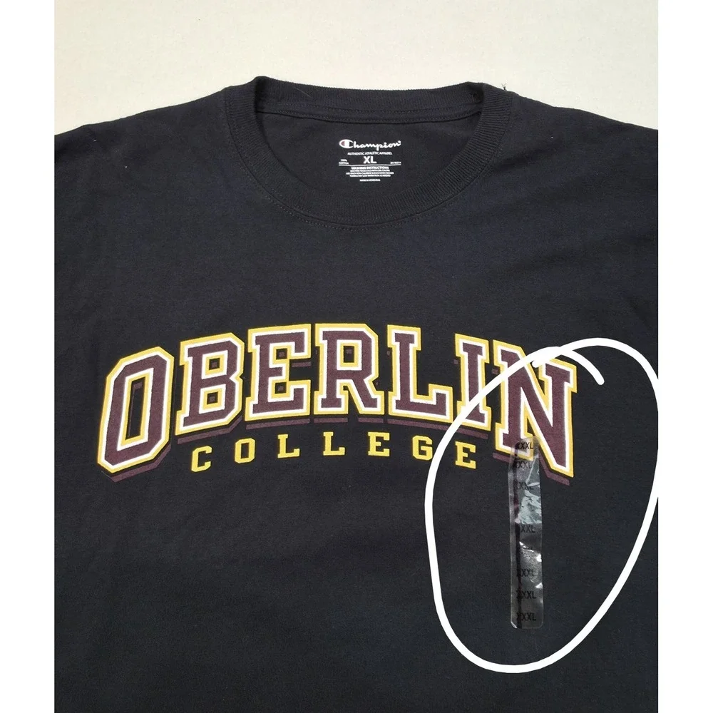 New Oberlin College Shirt‎ TShirt Mens XL Champion Black - Picture 2 of 7